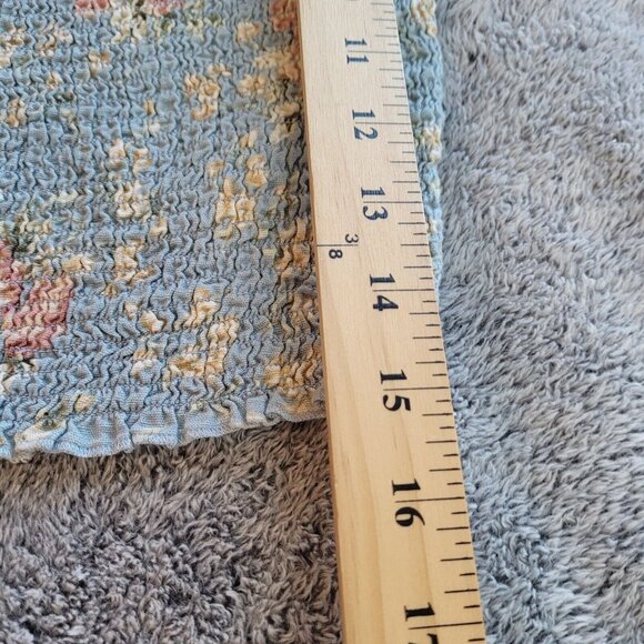 American Eagle Women Crop Top Medium Floral Smock Puff Sleeve‎ Y2K Boho 17466 - Picture 7 of 8